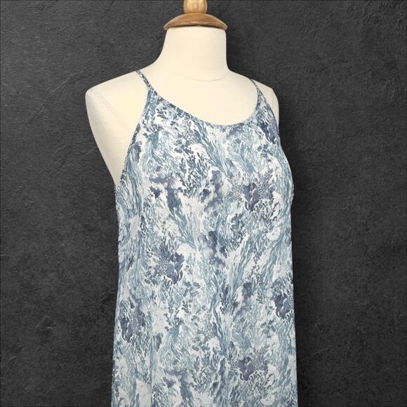 Old Navy Womens Sleeveless High-Low Dress Sz L Coral Print Tropical Beach Lined - Picture 3 of 10